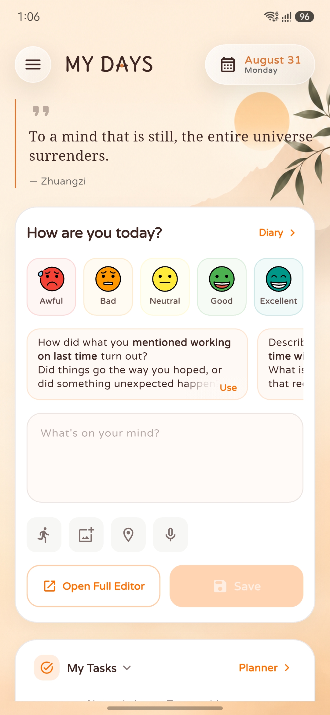 My Days - Daily Mood & Journaling Screen